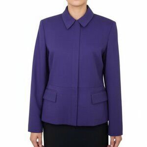 Jones New York Signature Blazer Jacket Zip Front Lined Purple Womans Size 10P